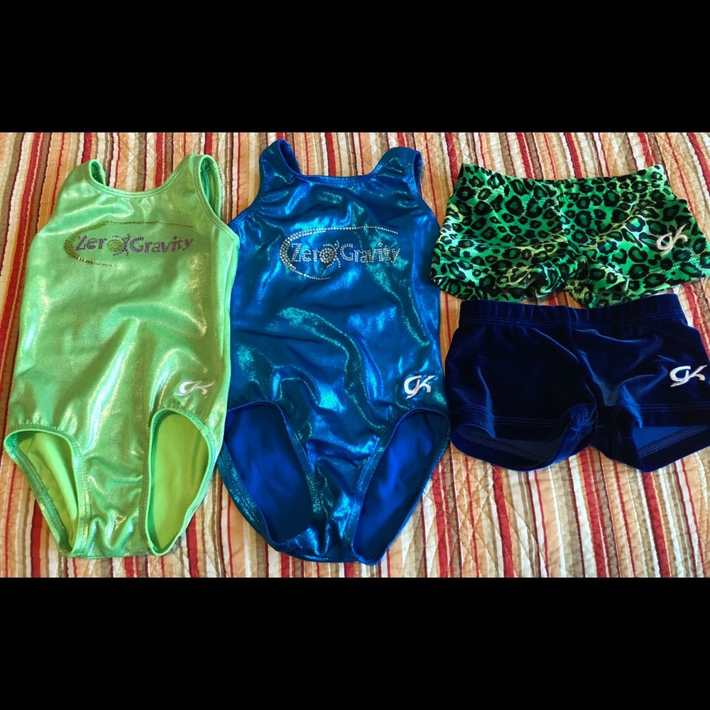 Girls gymnastics GK leotards & shorts, child small